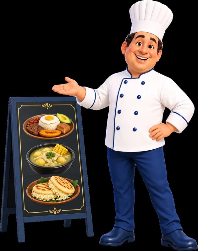 Chef presentando el tablero con el menú del día
