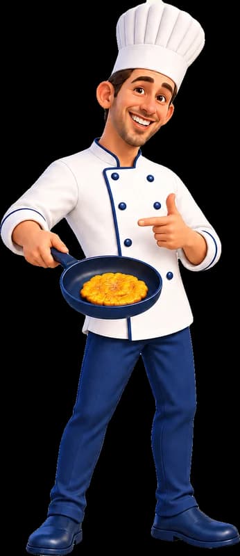 Chef con sartén y patacón